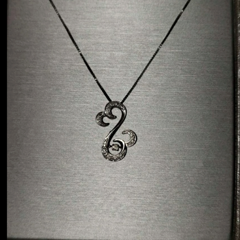 Open Heart/Dimond in Rythem Necklace